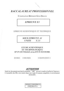 Bacpro construction etude scientifique et technologique d un ouvrage et ou d un systeme 2007
