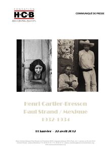 Henri Cartier-Bresson : Paul Strand / Mexique 1932-1934