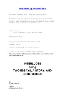 Interludes - being Two Essays, a Story, and Some Verses