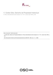 Cortès Gibo, Derecho de Propiedad Intelectual - note biblio ; n°1 ; vol.11, pg 245-245