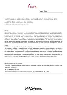 Évolutions et stratégies dans la distribution alimentaire Les apports des sciences de gestion - article ; n°1 ; vol.245, pg 9-15