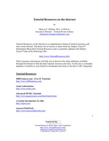 Tutorial Resources on the Internet