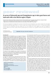 A survey of Salmonellaspp and Campylobacterspp in dairy goat faeces and bulk tank milk in the Murcia region of Spain