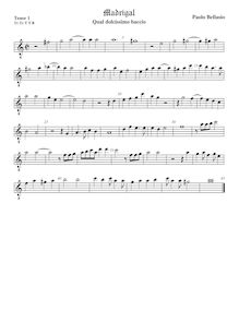 Partition ténor viole de gambe 1, octave aigu clef, madrigaux pour 5 voix par  Paolo Bellasio par Paolo Bellasio
