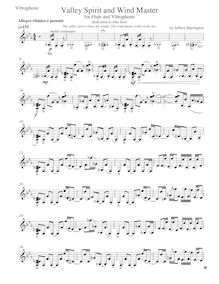 Partition Vibraphone , partie, Valley Spirit et vent Master pour flûte et Vibraphone