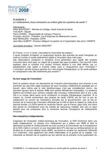 Rencontres HAS 2008 - Le médicament en France, bouc émissaire ou enfant gâté de la politique de santé  - Rencontres08 SynthèseP2