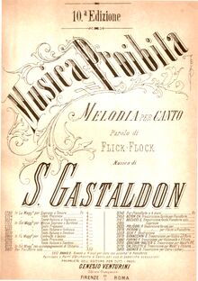 Partition complète, Musica Proibita, Op.5, Melodía, G Major, Gastaldon, Stanislao