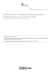 Séances et travaux de l Académie des Sciences morales et politiques, compte-rendu, par Loiseau et Vergé.  ; n°1 ; vol.18, pg 169-170