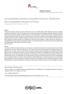Les comptables nationaux s accordent entre eux. Modification de la comptabilité nationale en France - article ; n°1 ; vol.72, pg 157-183