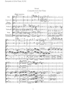 Partition complète, flûte Concerto, Flute Concerto No.1, G major