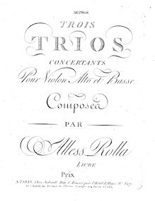 Partition viole de gambe, 3 Concertant corde Trios, Rolla, Alessandro