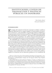 Instituciones, costos de transacción y políticas públicas: un panorama (Institutions, transaction costs and public policy: a perspective)