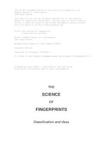 The Science of Fingerprints - Classification and Uses