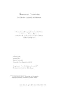 Marriage and cohabitation in western Germany and France [Elektronische Ressource] / vorgelegt von Katja Köppen