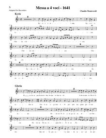 Partition Soprano enregistrement  , partie, Messa a 4 voci, F major
