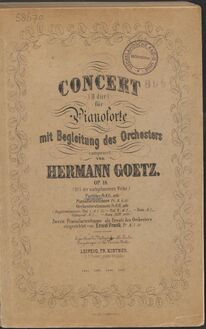 Partition complète, Piano Concerto No.2, Op.18, Goetz, Hermann par Hermann Goetz