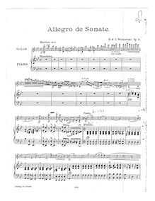 Partition de piano, Allegro de Sonate, Wieniawski, Henri