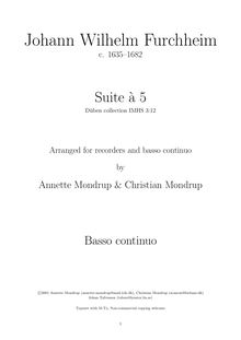 Partition Basso continuo (unrealized),  a 5, Furchheim, Johann Wilhelm