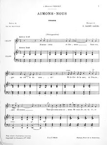 Partition complète (B♭ major), Aimons-nous, Saint-Saëns, Camille