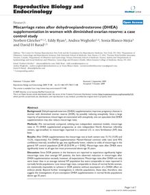 Miscarriage rates after dehydroepiandrosterone (DHEA) supplementation in women with diminished ovarian reserve: a case control study