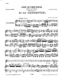 Partition complète, Lied aus der Ferne, WoO 137, B♭ major, Beethoven, Ludwig van par Ludwig van Beethoven