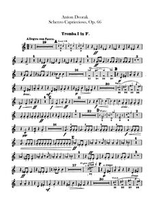 Partition trompette 1, 2 (en F), Scherzo capriccioso, D♭ major, Dvořák, Antonín