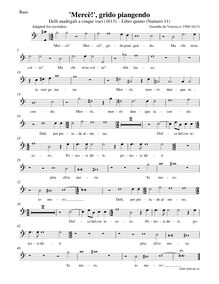 Partition basse enregistrement , Madrigali A Cinque Voci [Libro Quinto] par Carlo Gesualdo