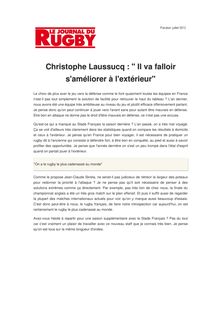 Christophe Laussucq : " Il va falloir s améliorer à l extérieur"