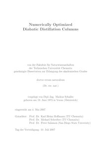 Numerically optimized diabatic distillation columns [Elektronische Ressource] / vorgelegt von Markus Schaller