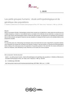 Les petits groupes humains : étude anthropobiologique et de génétique des populations - article ; n°3 ; vol.1, pg 225-236