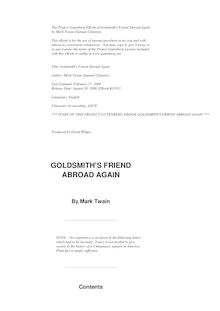 Goldsmith s Friend Abroad Again