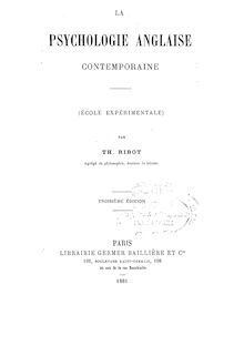 La psychologie anglaise contemporaine (école expérimentale) (3e édition) / par Th. Ribot,...