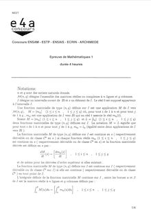 Mathématiques A 2000 Classe Prepa PSI Concours E3A