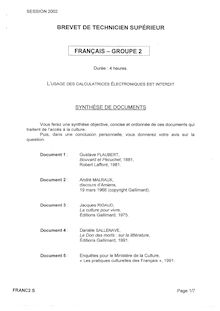 Français 2002 BTS Management des unités commerciales
