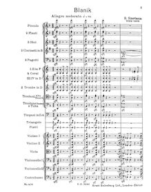Partition complète, Blaník, D minor, Smetana, Bedřich