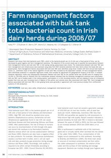 Farm management factors associated with bulk tank total bacterial count in irish dairy herds during 2006/07