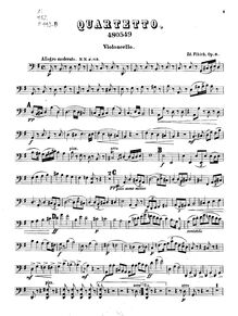 Partition violoncelle, corde quatuor No.2, Op.8, Fibich, Zdeněk