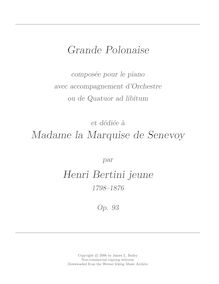 Partition Solo piano; orchestre ou corde quatuor (ad libitum) not available., Grande Polonaise Op.93