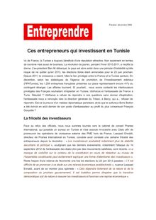 Ces entrepreneurs qui investissent en Tunisie