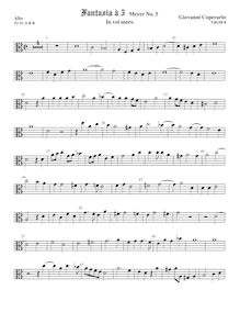 Partition ténor viole de gambe, alto clef, Fantasia pour 5 violes de gambe, RC 31