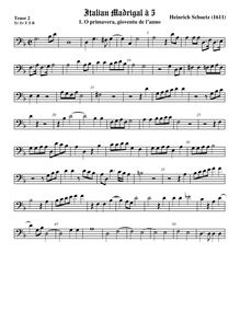 Partition ténor viole de gambe 2, basse clef, italien madrigaux