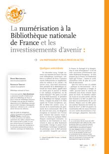 La numérisation à la Bibliothèque nationale de France et les investissements d’avenir : un partenariat public-privé en actes