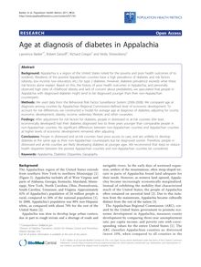 Age at diagnosis of diabetes in Appalachia
