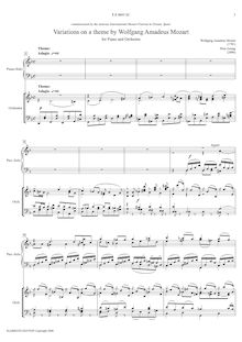 Partition complète, Variations on a Theme by W.A.Mozart, Mozart Variations par Wim Zwaag