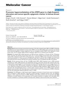 Promoter hypermethylation of the SFRP2gene is a high-frequent alteration and tumor-specific epigenetic marker in human breast cancer