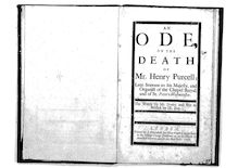 Partition complète, An Ode on pour death of Mr. Henry Purcell, Blow, John