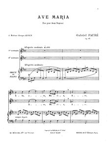 Partition complète, Ave maria, Op.93, Fauré, Gabriel