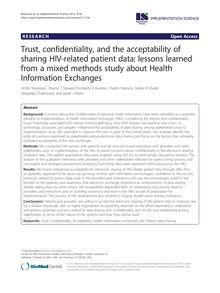 Trust, confidentiality, and the acceptability of sharing HIV-related patient data: lessons learned from a mixed methods study about Health Information Exchanges