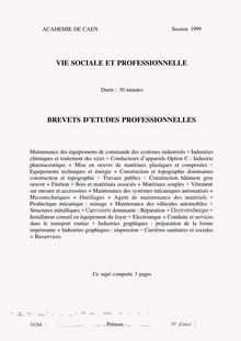 Vie sociale et professionnelle (VSP) 1999 BEP - Electrotechnique