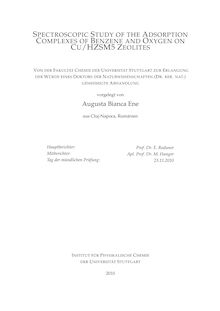 Spectroscopic study of the adsorption complexes of benzene and oxygen on Cu-HZSM5 zeolites [Elektronische Ressource] / vorgelegt von Augusta Bianca Ene